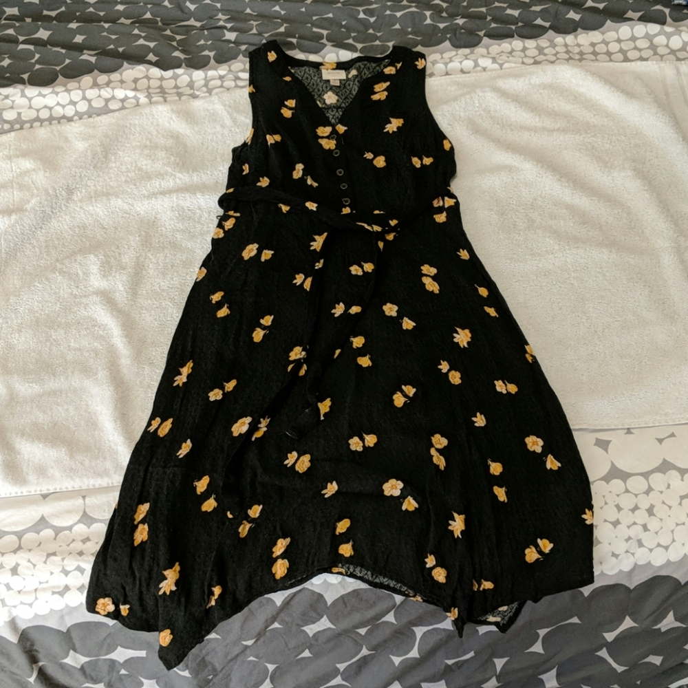 Knox Rose Black and Yellow Floral Dress
